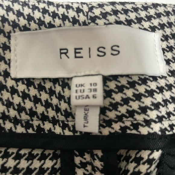 Reiss Arlo Houndstooth High Rise Black White Straight Trousers Womens 6 - Picture 2 of 16